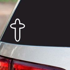 Christian Cross Sticker Jesus Religious S62 all chrome and regular vinyl colors