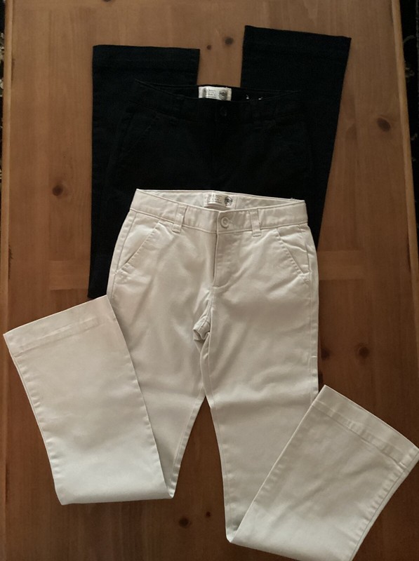 Girls Old Navy Slim Fit Sz 10 Pants Slacks Bottoms Lot of 2 Black & Ivory EUC