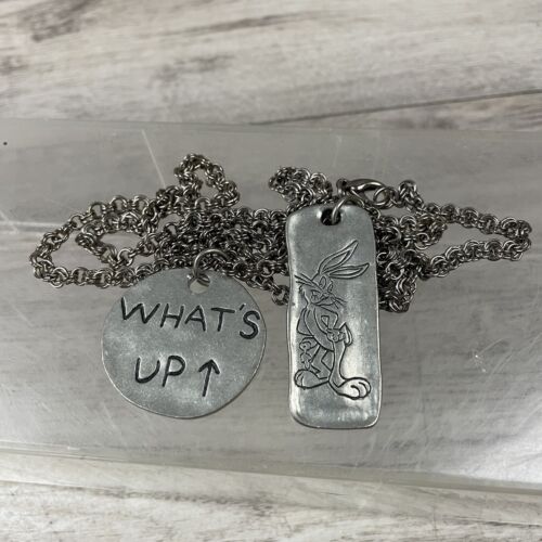 Bug Bunny 1994 Necklace Warner Bros Looney Tunes Silver Pendant 17” Chain RARE