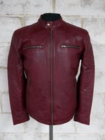 Men Red Leather Jacket Moto Style
