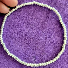 Anklet Liquid Silver Beauty Bead Beaded - Energy Life Breath - Unique 10 1/2"