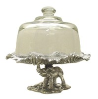Arthur Court Elephant Footed 8-inch Plate With Glass Dome Arthur Court Elephant Footed 8-inch Plate With Glass Dome