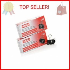 ACCO Binder Clips, Medium, Black, 12 per Box, 2 Boxes 72050 