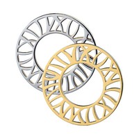 Ernstes Design Wende AnhäNger AN336 Edelstahl Poliert Gelbgold Beschichtet