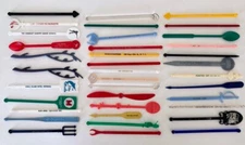 Large Lot Vtg Swizzle Sticks Stirrers NYC Restaurants Cafe Waldorf TWA Copacaba
