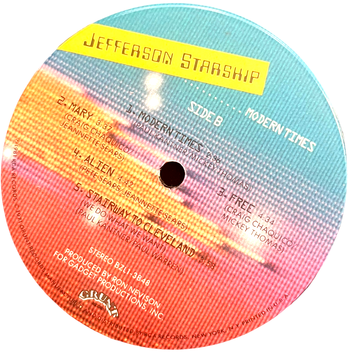 Jefferson Starship - Modern Times - Grunt Record Stereo BZL1