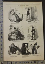 1873 HUMOR COMIC SATIRE AGE MEN CUPID LOVE ROMANCE WOODCUT ART HISTORIC 27321