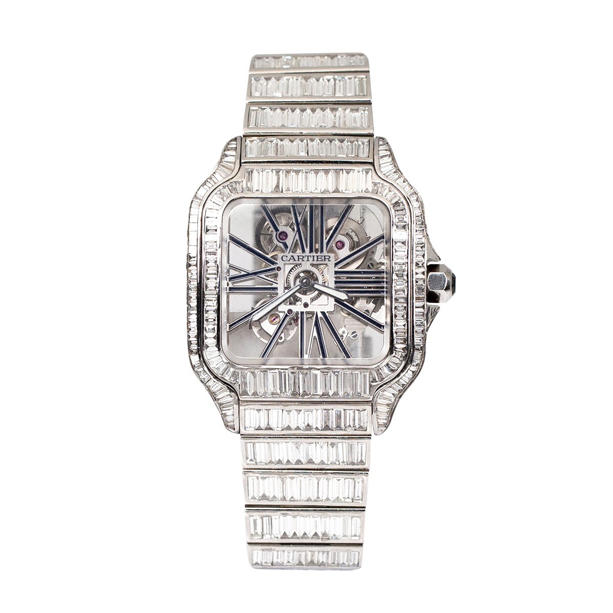 Cartier WHSA0026 Baguette Cut Natural Diamond Skeleton Luxury Watch-image
