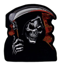 12" GRIM REAPER BIKER EMBROIDERED JACKET PATCH