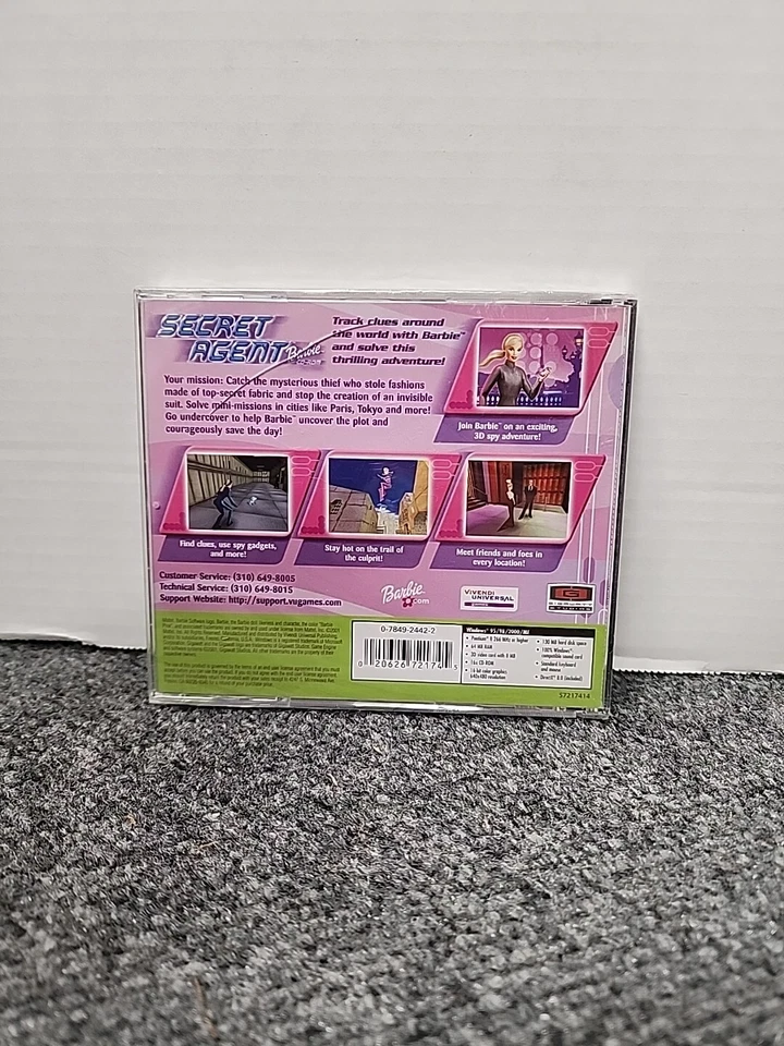 📦 Barbie Secret Agent (PC CD ROM, 2002, Jewel Case w/ Manual) New cracked case  - Image 2 of 3