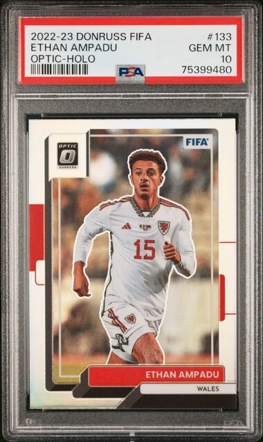 2022 Donruss FIFA Ethan Ampadu Optic HOLO PSA 10 GEM #133 Wales
