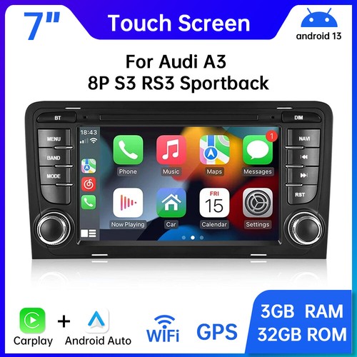 7" Audi A3 S3 RS3 8P Android Auto Car Stereo Bluetooth Radio GPS APPLE CarPlay - Picture 1 of 14