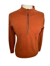 Ibex 100% Merino Wool 1/4 Zip Base layer Pullover Sweater Women M Orange Read