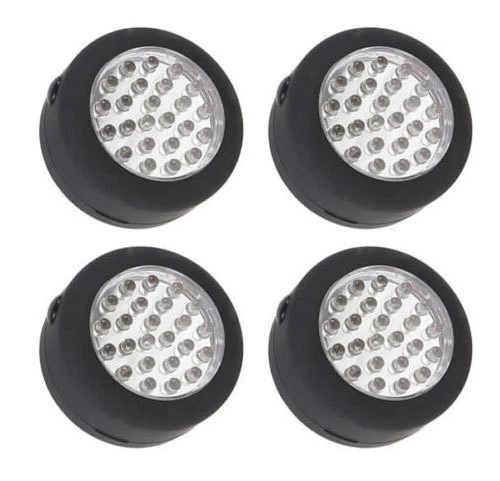 4 x 24 LED ROUND CAMPING MAGNETIC WORKSHOP LIGHT LAMP BATTERY POWERED HOOK HANG