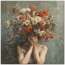 Flower Face by Marta Wiley Gallery-Wrapped Canvas Giclee Artwork (18 in x 18 in)