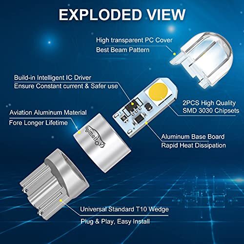 WEIMELTOY 194 Led Car Bulb 3030 Chipset 2SMD T10 194 168 W5W Led Wedge Light ... - Picture 7 of 7