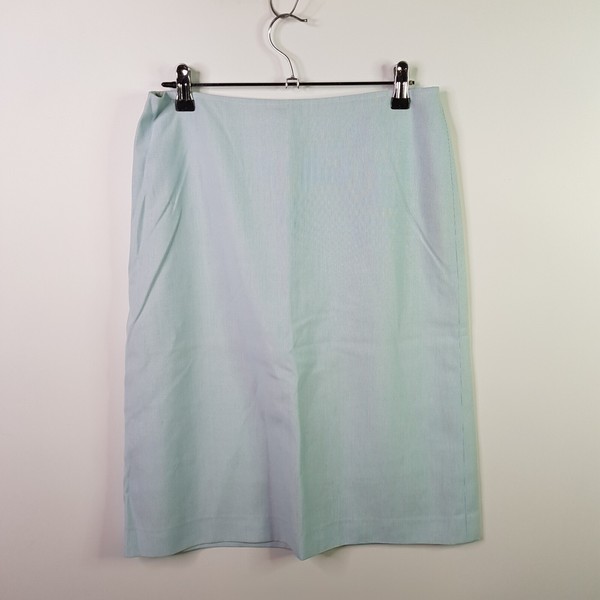 Tweed Slim Straight Formal Skirt Womens Size S Sky Blue Basic Striped Pattern