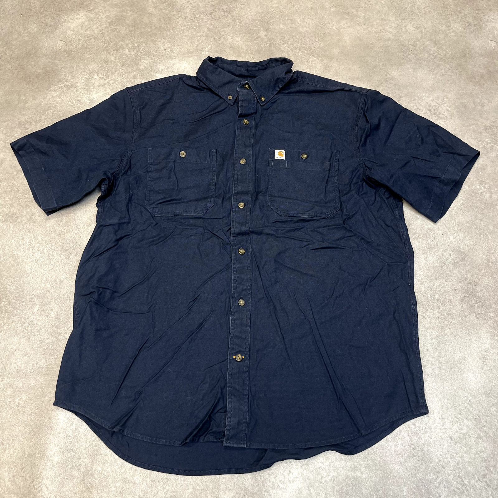 Carhartt Shirt Mens XL Short Sleeve Cotton Workwear Button Down, Blue