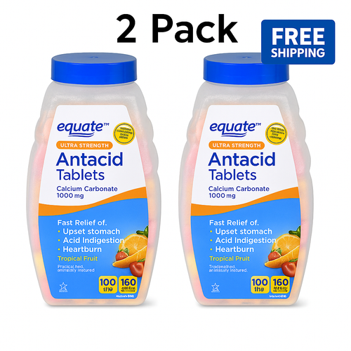 EQUATE Ultra Strength Antacid 1000 MG 160 Tablets Assorted Berries DLC: Juin24 main image 0