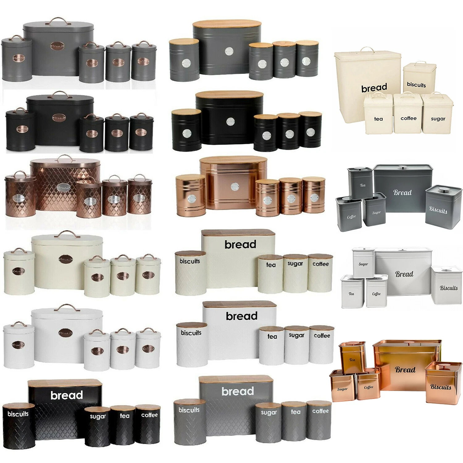 5pc Kitchen Set Bread Bin Tea Coffee Sugar Tins Biscuit Barrel Sealed Containers
Opens in a new wind
