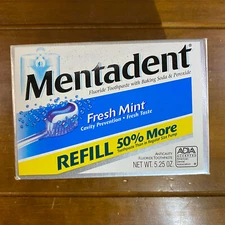 Sealed Mentadent Flouride Toothpaste Fresh Mint With Baking Soda Peroxide Refill