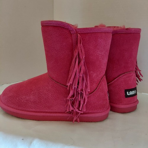 LAM Pink Fringe Sheepskin Winter Boots 