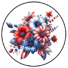 PATRIOTIC FLOWERS ENVELOPE SEALS LABELS STICKERS PARTY FAVORS