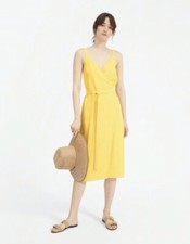 NWT Everlane Size 4 Yellow Japanese GoWeave Tank Wrap Midi Dress $100