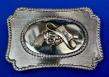 Six Shooter Gun And Cowboy Hat - Vintage Western Belt Buckle