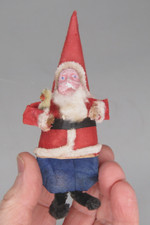 Antique VTG Clay Face SANTA Papier Mache Cotton Beard Christmas Ornament Japan