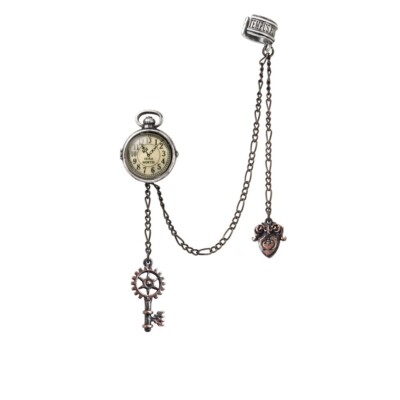 Alchemy Gothic Uncle Albert's Timepiece Ear Cuff Steampunk Clock Metal Punk Rock