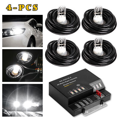 Hide-A-Way Strobe Lights Kit HID Bulbs White Hazard Warning Caution Headlight 