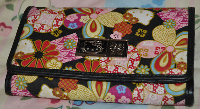 SELTEN NEU OHNE ETIKETT Vintage Sanrio Hello Kitty japanischer Stil Blumen Geldbörse Portemonnaie 6,25'' x 4''