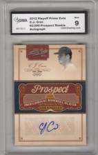 2012 Playoff Prime Cuts C.J. Cron #CCR Rookie GMA Graded Mint 10