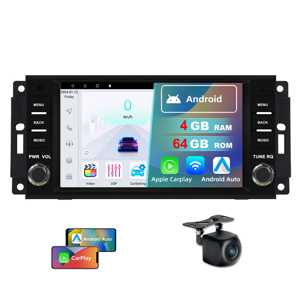 Carplay 4-64G Android For Jeep Compass Patriot 2010-16 MK Car Stereo Radio GPS - Image 4 of 4