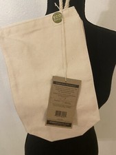 Eco bag shopping bag About 12 Inches Long Canvas W Rope Handle Hook N Loop Close