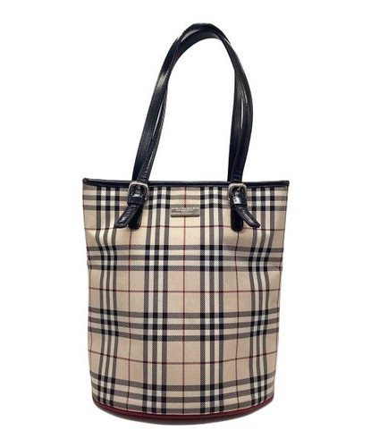 BURBERRY BLUE LABEL                    Bucket Tote Bag Beige x Black