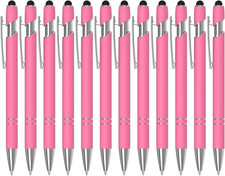 2 Pack Pink Stylus Pens, 2-In- Ballpoint Pen with Metal Stylus Tip for Touch Scr