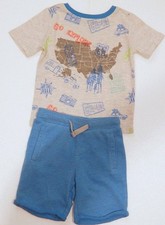 Andy & Evan Boys Short Set Sz 4T Theme-Go Explore Blue and Gray GUC