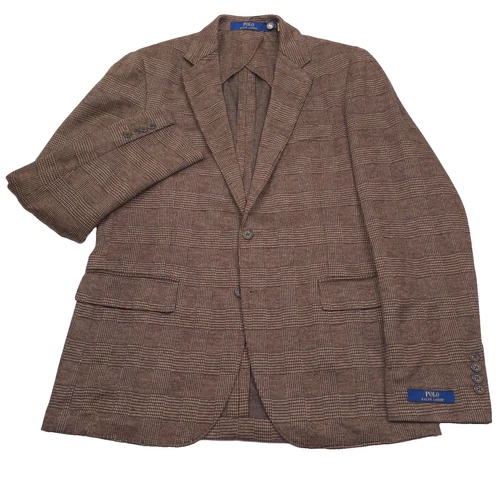 Polo Ralph Lauren Glen Plaid Sport Coat Mens Size Medium 40 Modern Brown Blazer - product listing photo