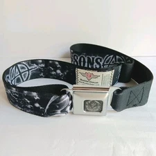 Buckle-Down Seatbelt Belt SOA Sons of Anarchy Adjustable Blk/Wht Skull Emblem