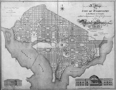 Photo:Washington D.C. 1818 City Map East Front Capitol United States