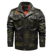 Leather Jacket Men's Stand-up Collar Slim Fit Sylish Short/ Biker Jacket