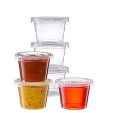 Clear Disposable Plastic Jello Shot Cups with Lids 1 oz 100 Count Portion