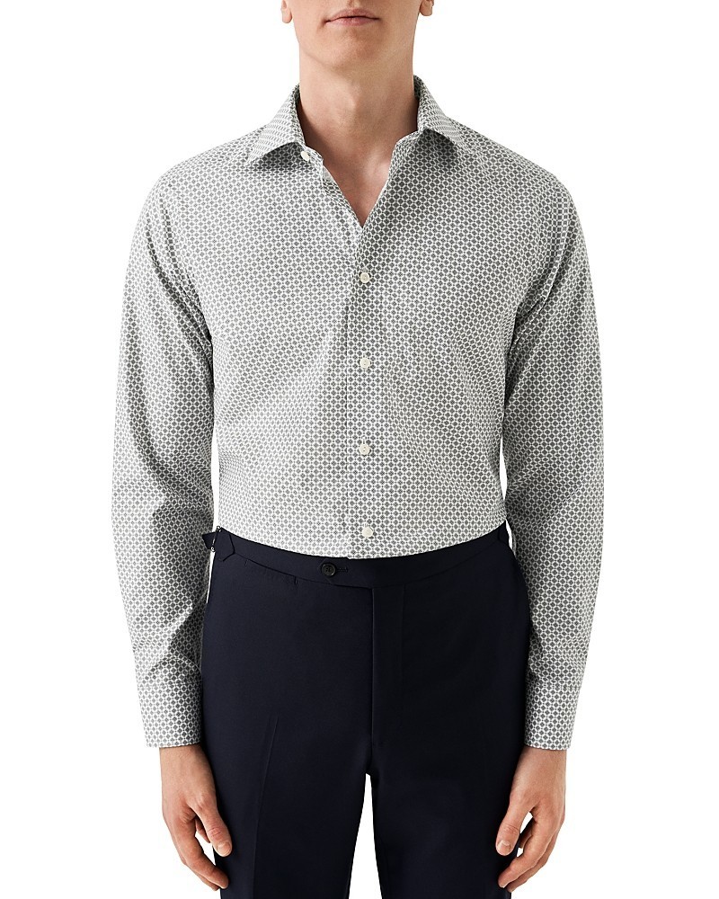 Eton Slim-Fit Medallion Button-Up Shirt Men's 15.5 39 Beige Button