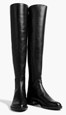 NEW Stuart Weitzman Keelan Bold Black Tall Leather Lift Boots US 4.5B