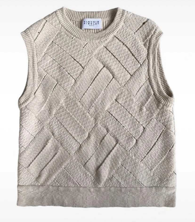 Pull Claudie Pierlot Alpaga/laine Noir/crème Taille 40/42 - Très Bon état