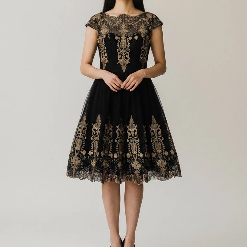 slim fit dress slacks Janique 1939 Prom Dress - Black main image 0