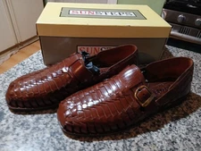 SUNSTEPS Men's Brn Weaved Leather Comfort Loafer Sandal Huaraches Shoe's Sz 11