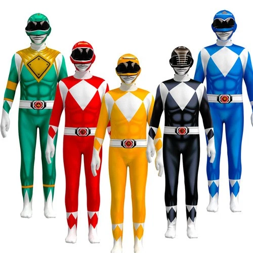 Power Ranger Adults/Kids Jumpsuit Cosplay Party Costume Halloween Birthday Gifts - Image 3 of 4